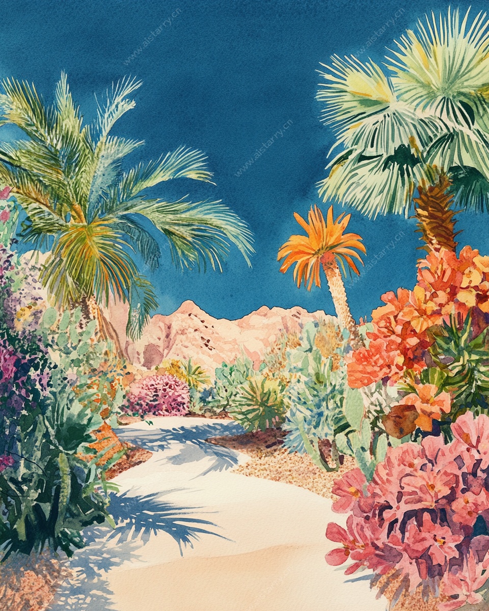 沙漠中的多彩植物景观