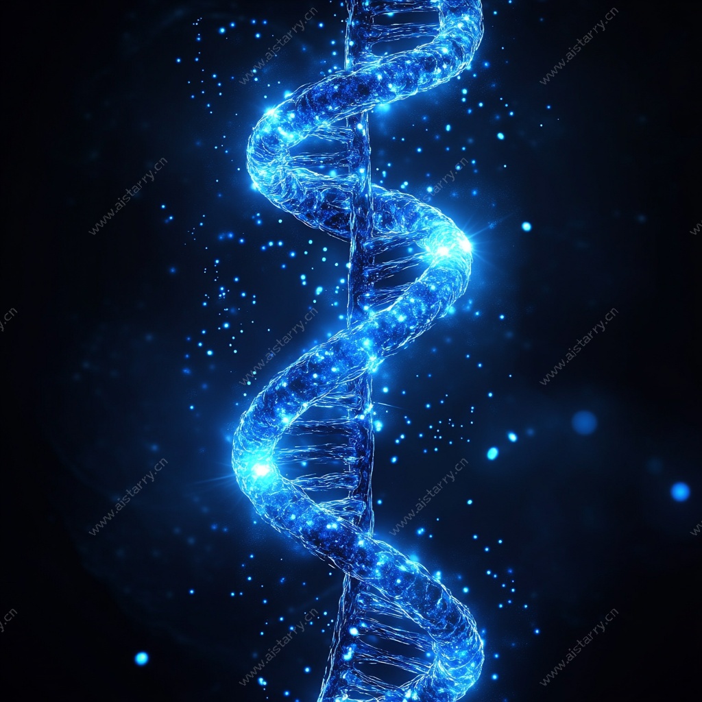 蓝色炫光DNA双螺旋结构