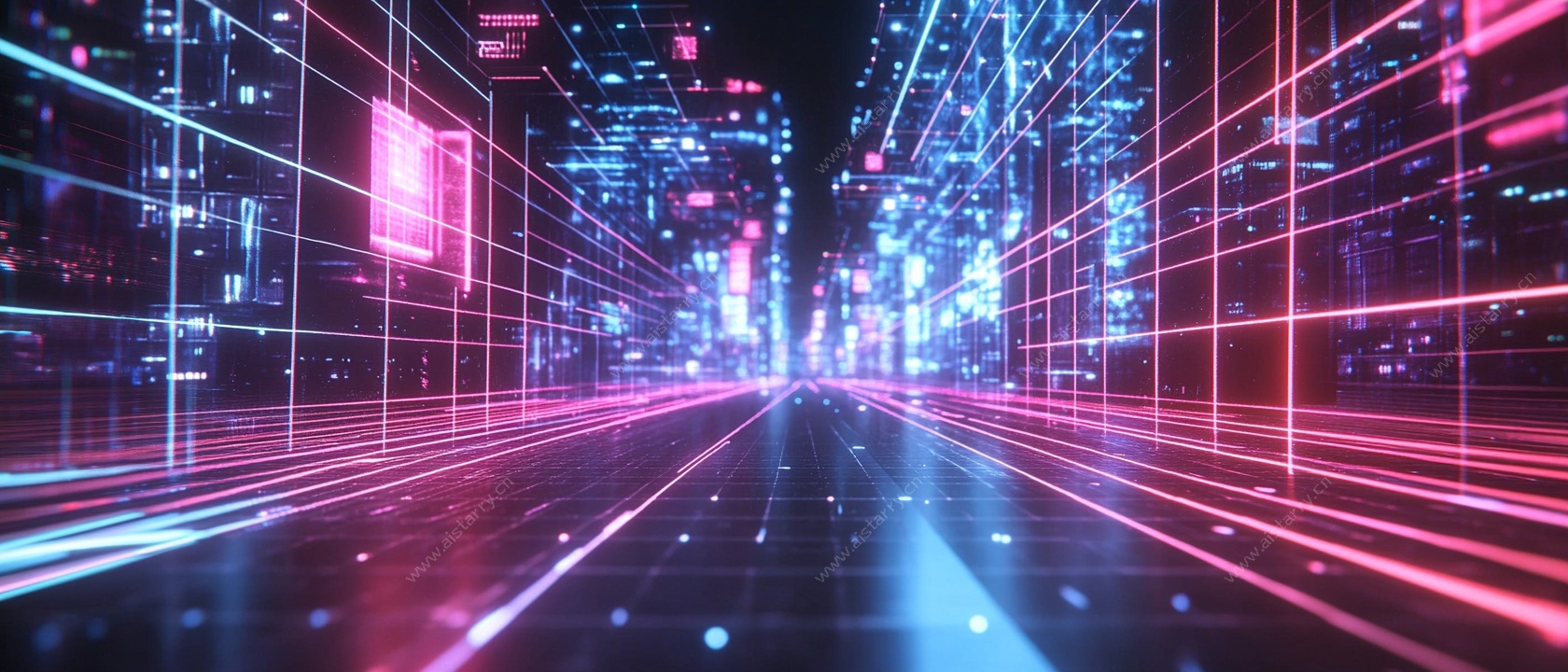 未来科技感霓虹数字通道