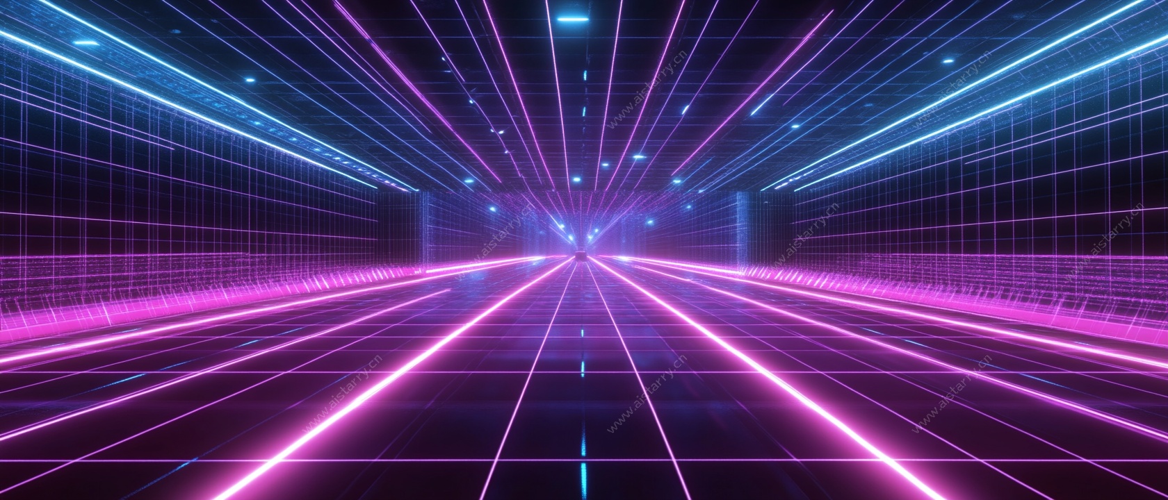 未来感霓虹光线隧道背景