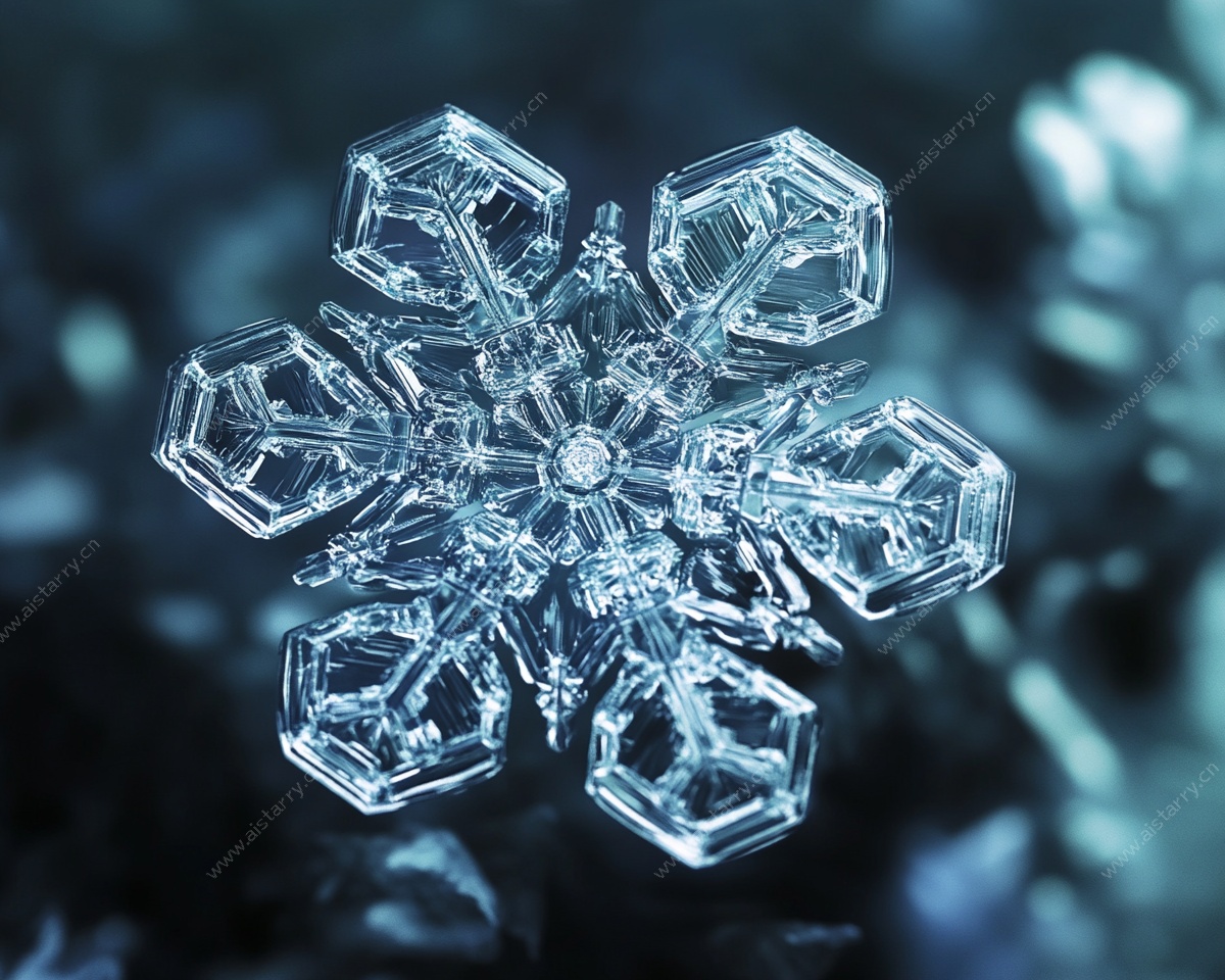 微观精致雪花特写