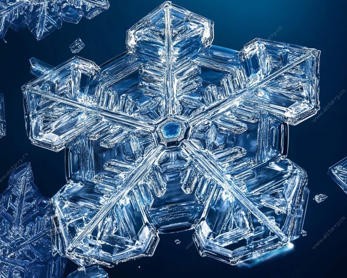 精致雪花晶体特写