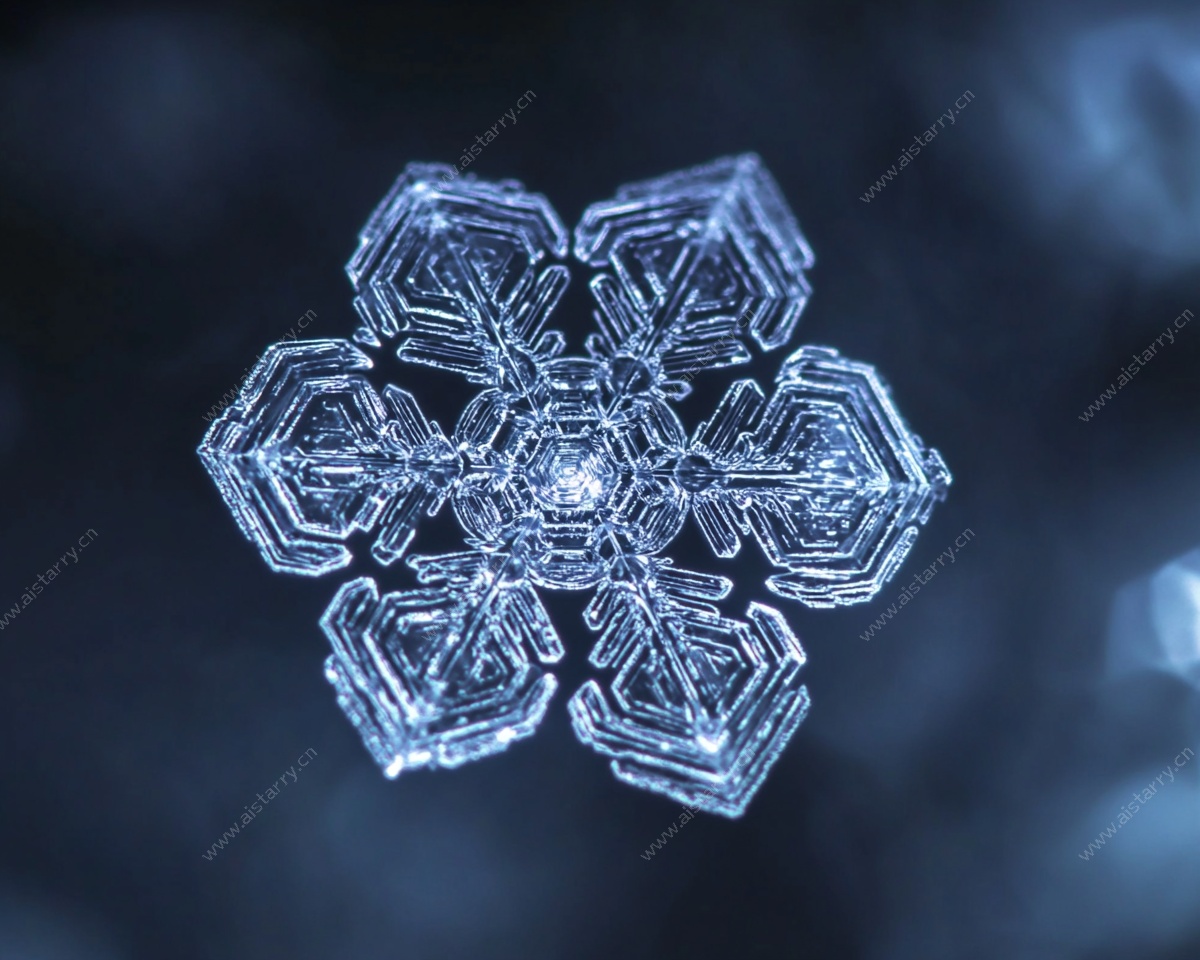 微距下的精美六角形雪花