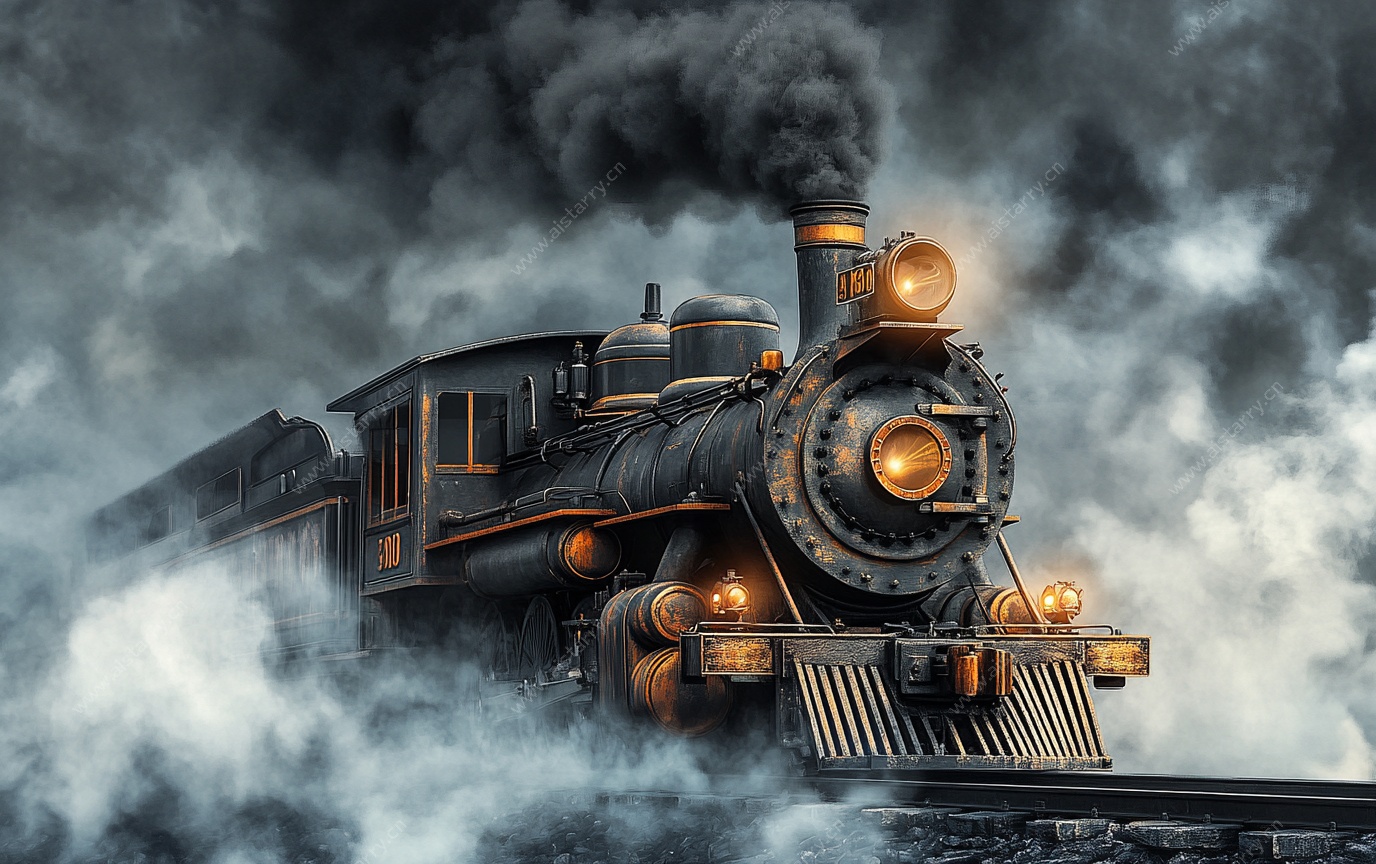 蒸汽火车穿越云雾场景