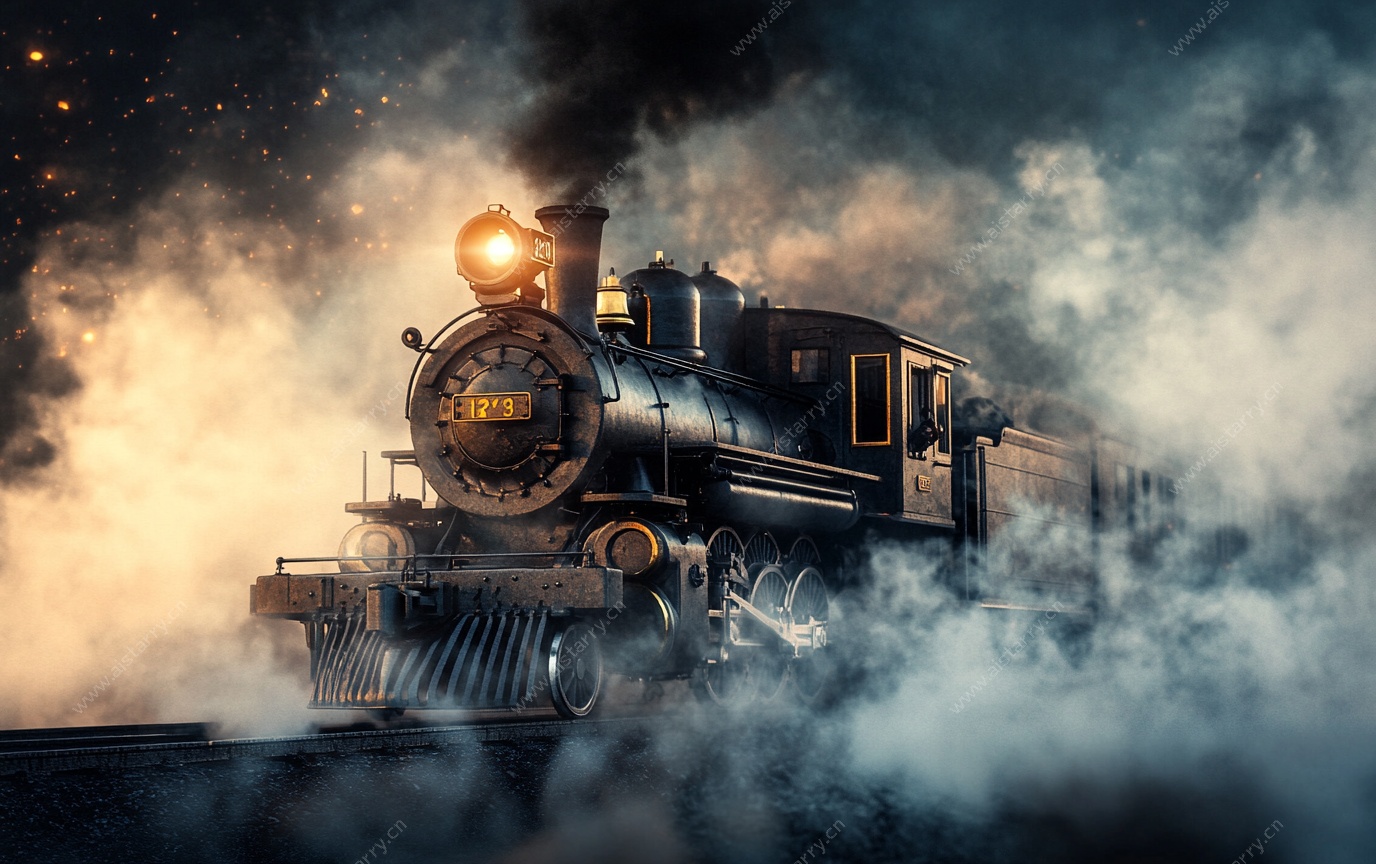 复古蒸汽火车穿行于云雾