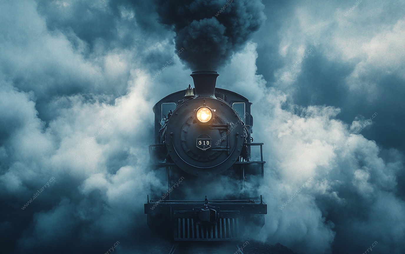 蒸汽火车穿行云雾中