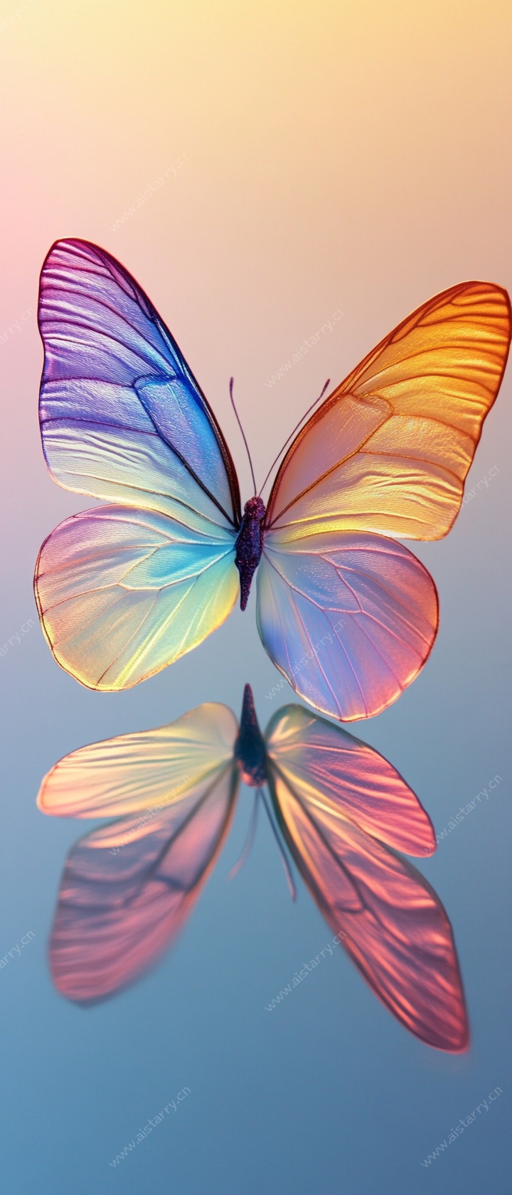 梦幻炫彩蝴蝶倒影图