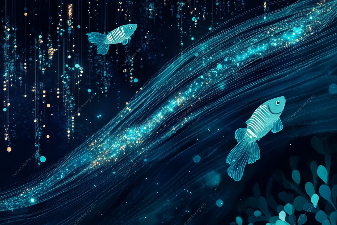 梦幻深海游鱼插画