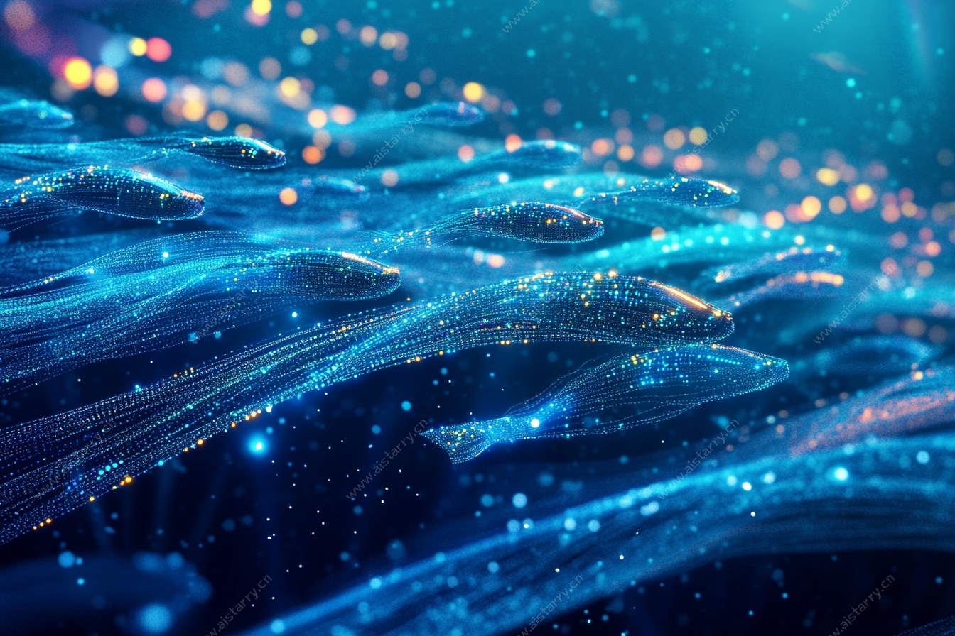 梦幻蓝色科技感粒子波浪