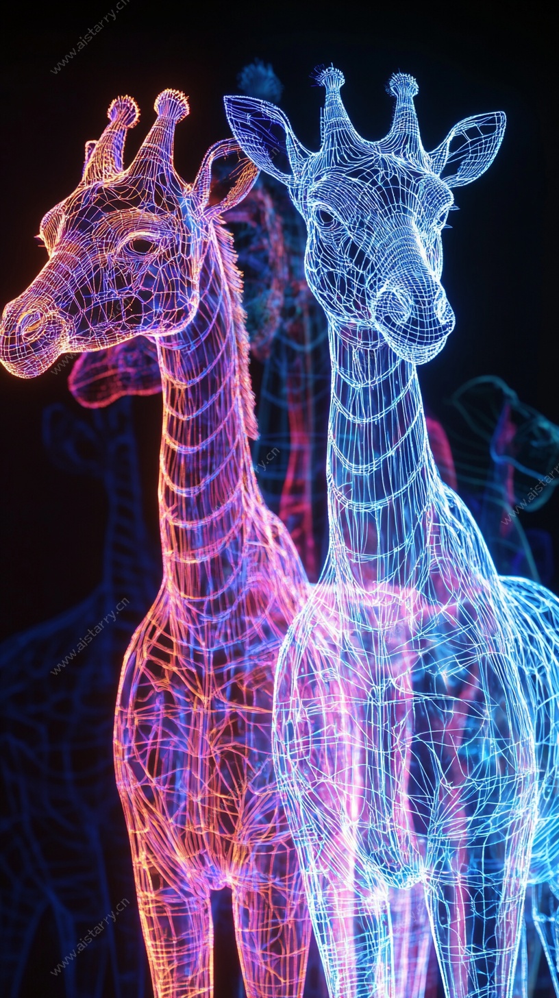 霓虹光影长颈鹿艺术造型