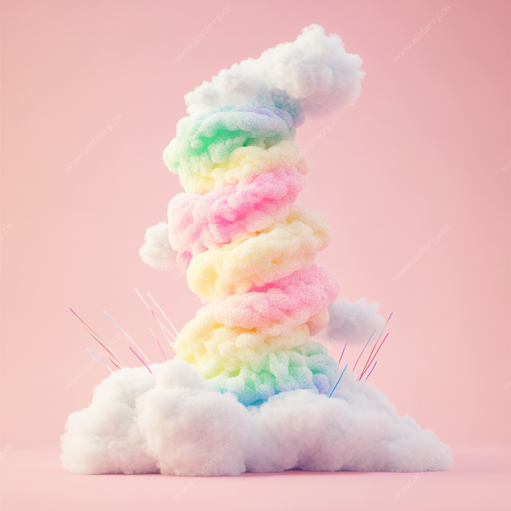 梦幻彩色云朵造型棉花糖