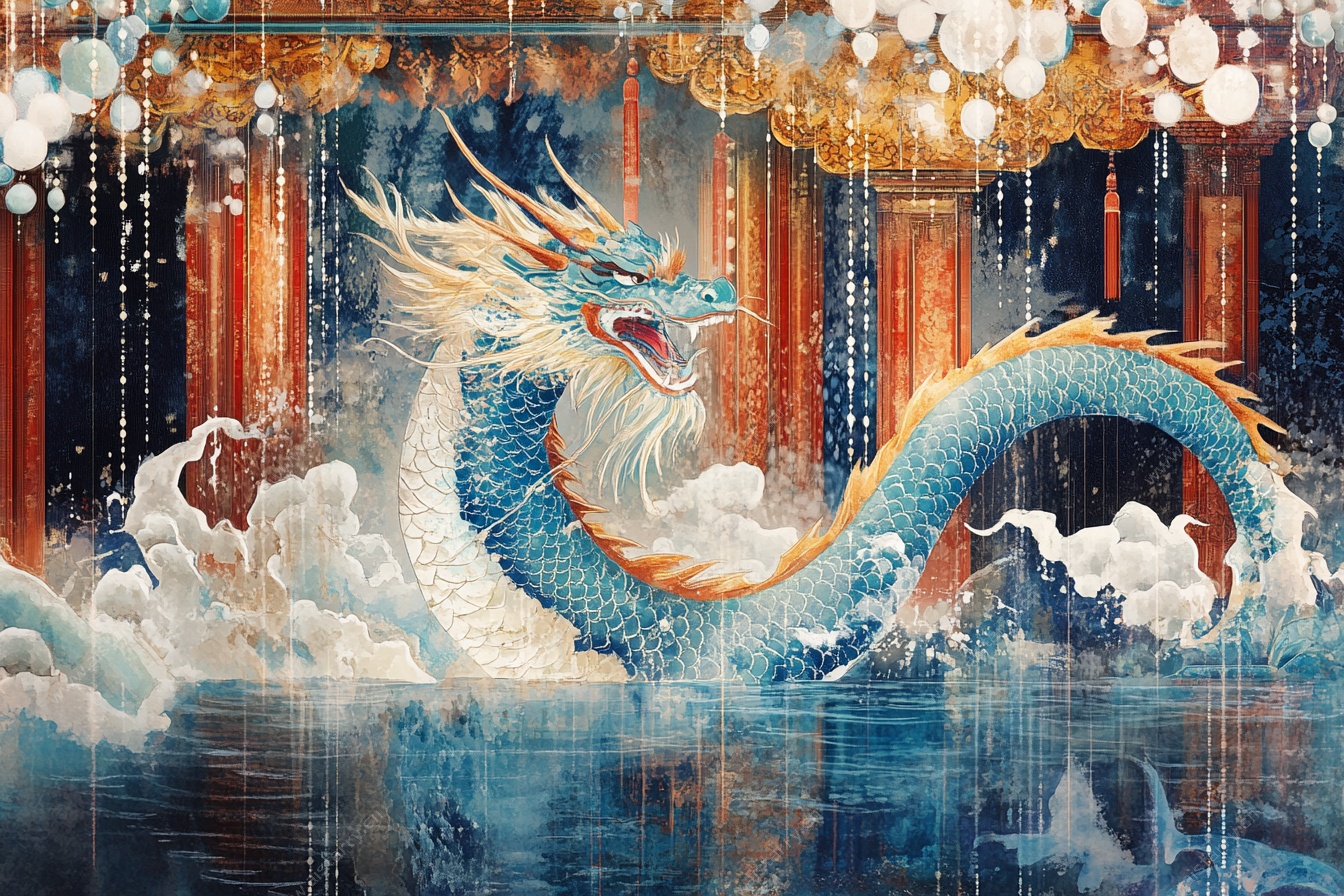 水中祥龙舞华彩