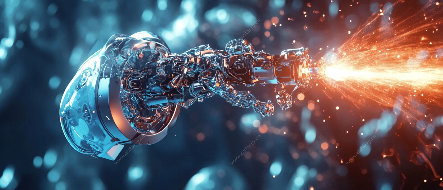 机械臂发射能量光束场景