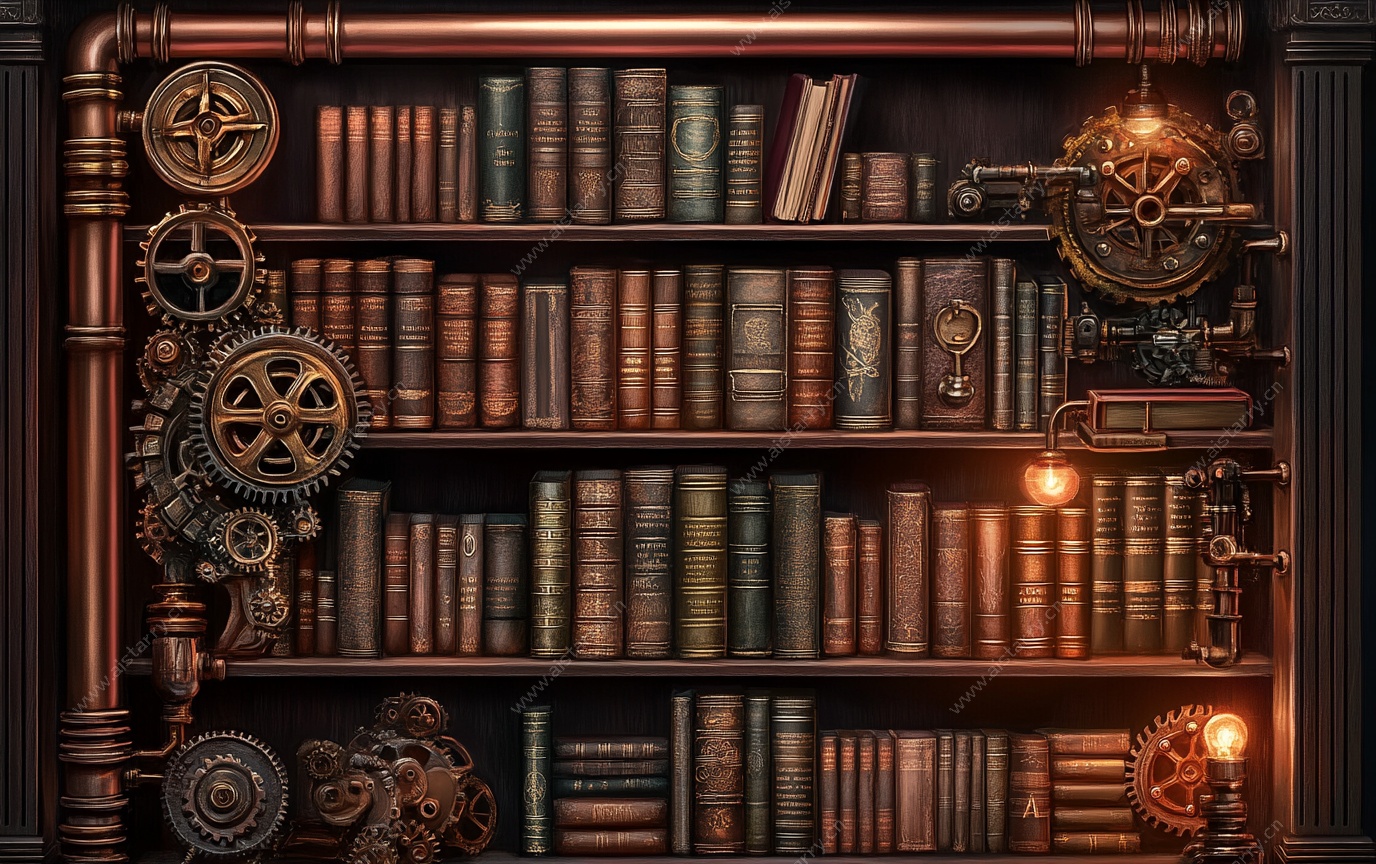 蒸汽朋克风机械书架