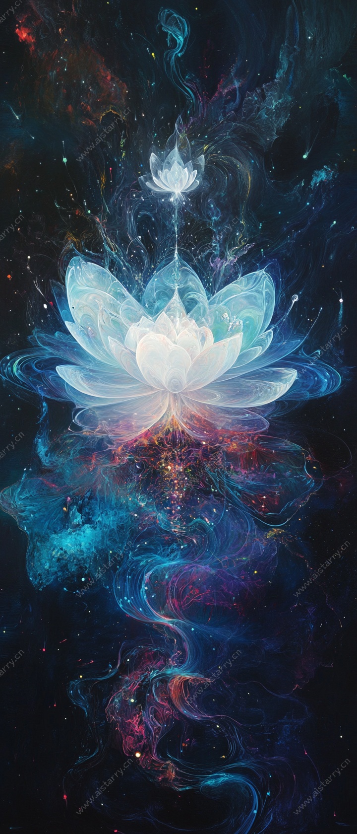 梦幻星空莲花奇幻景象