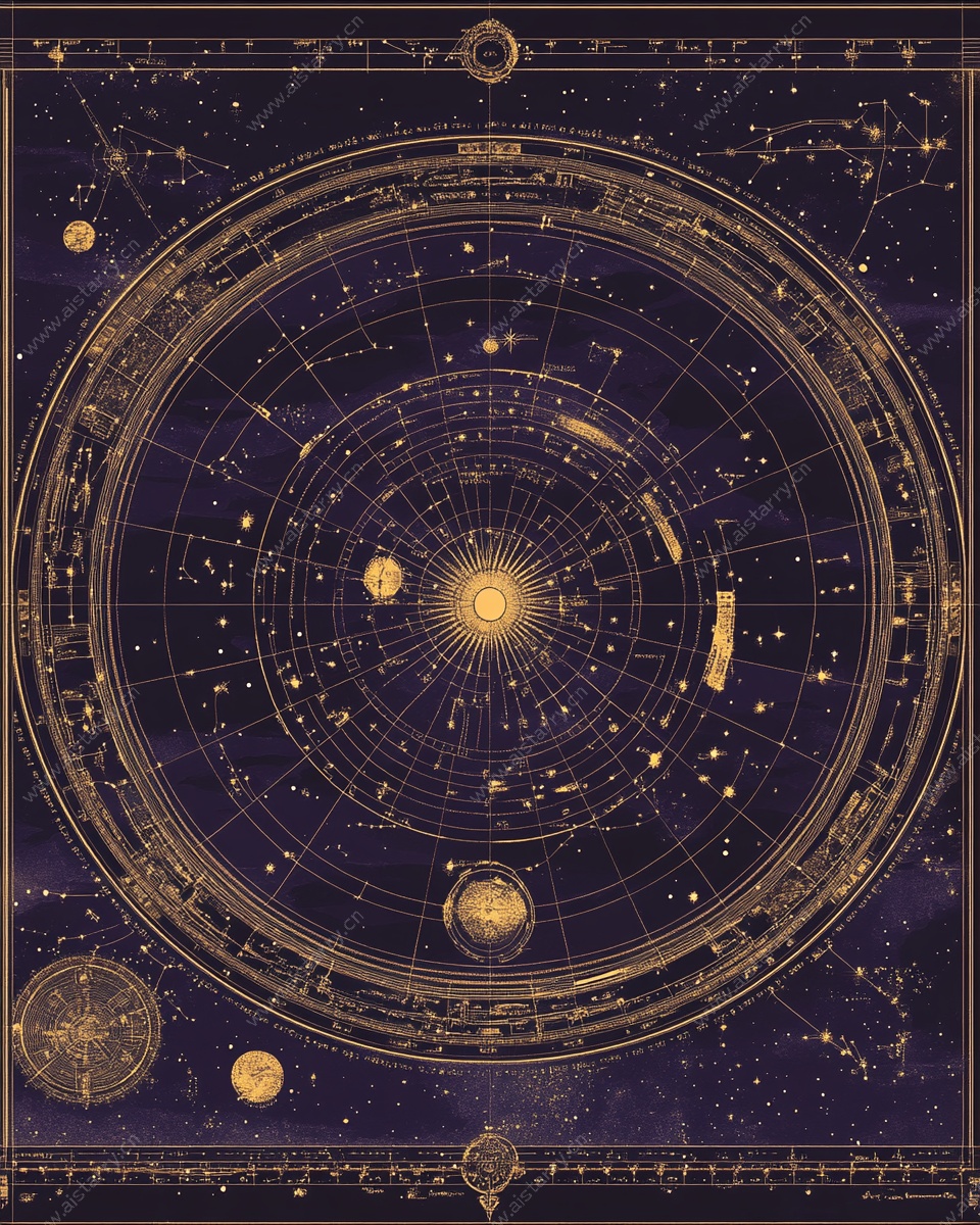 复古风格太阳系行星示意图