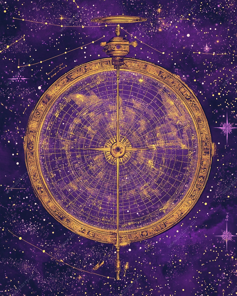 星空中的复古天文导航罗盘