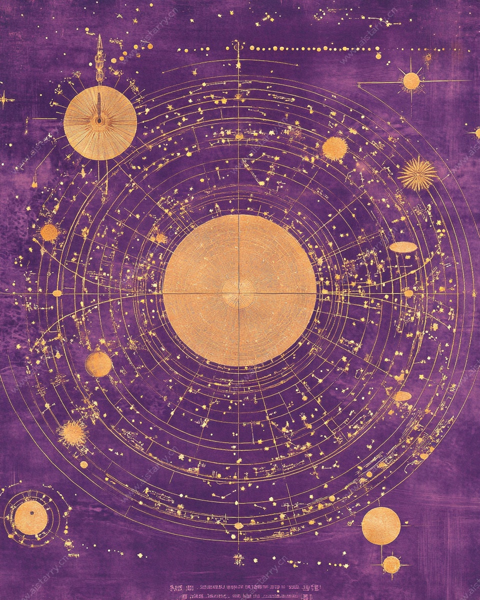 紫色星空太阳系示意图