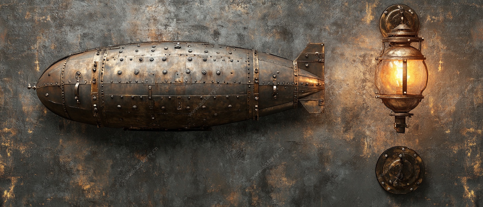 复古风金属飞艇与壁灯