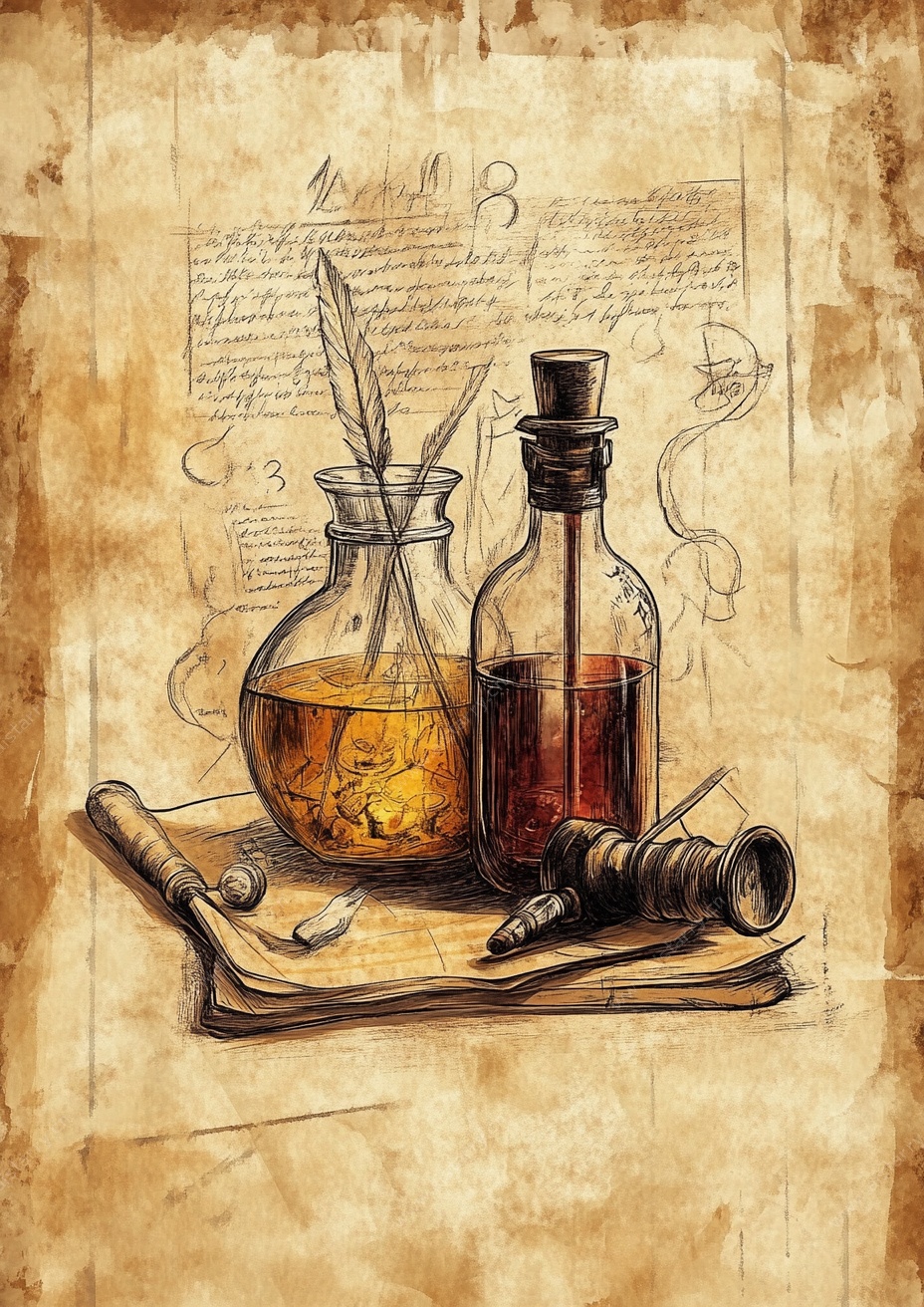 复古风炼金器具插画