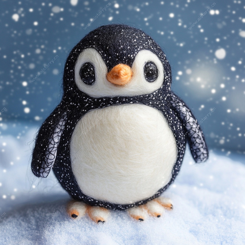 可爱羊毛毡小企鹅摆件