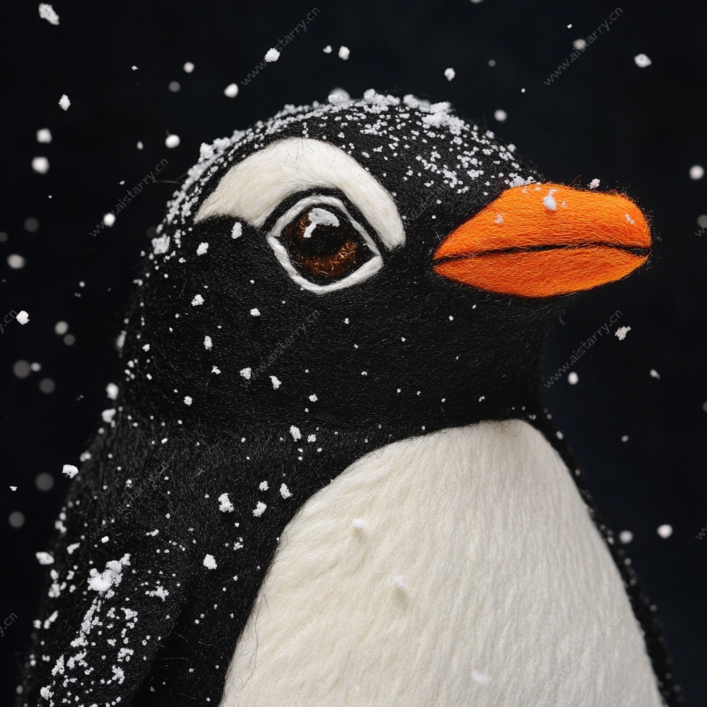 雪中企鹅特写