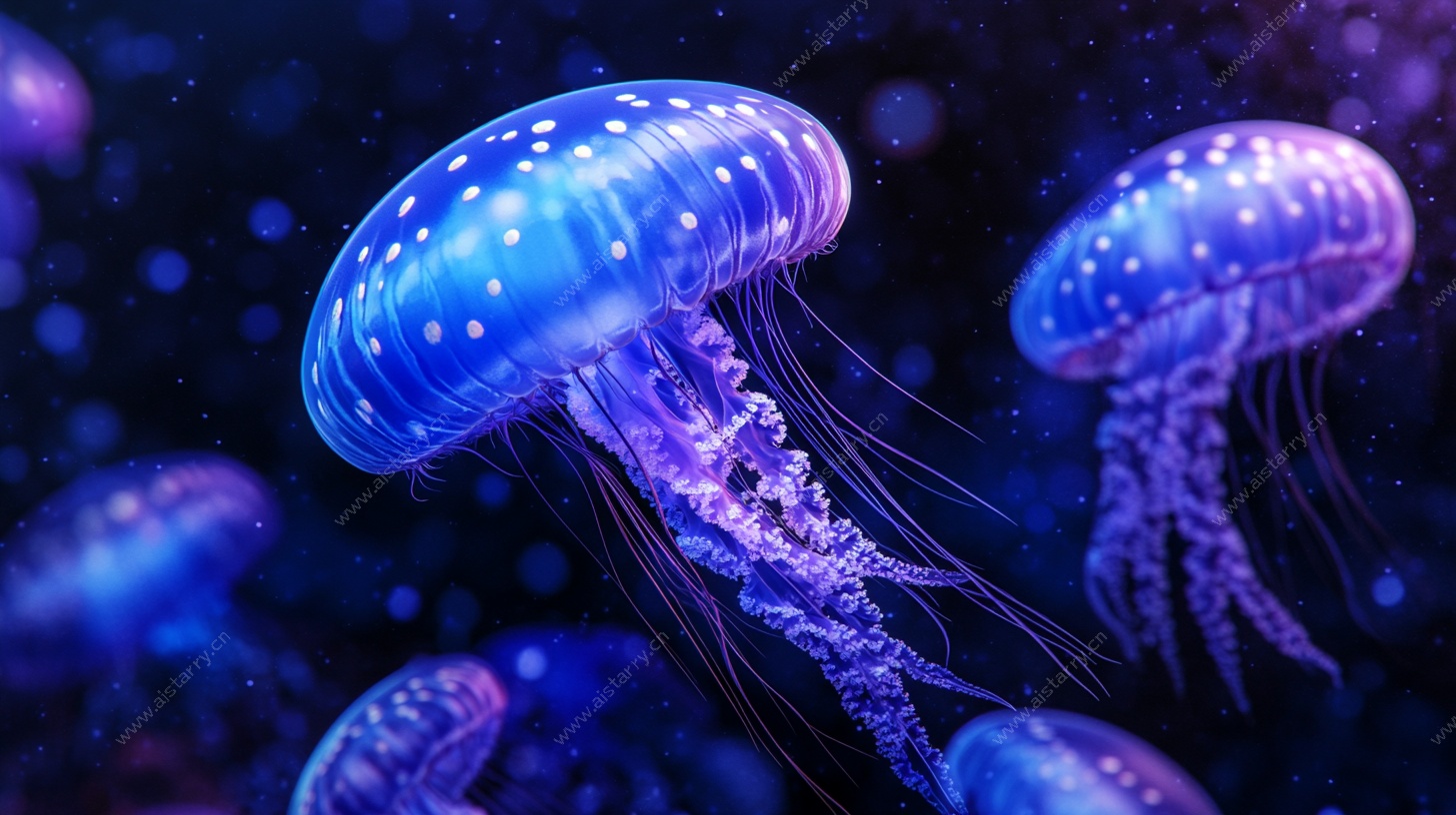 梦幻水母在深海中舞动