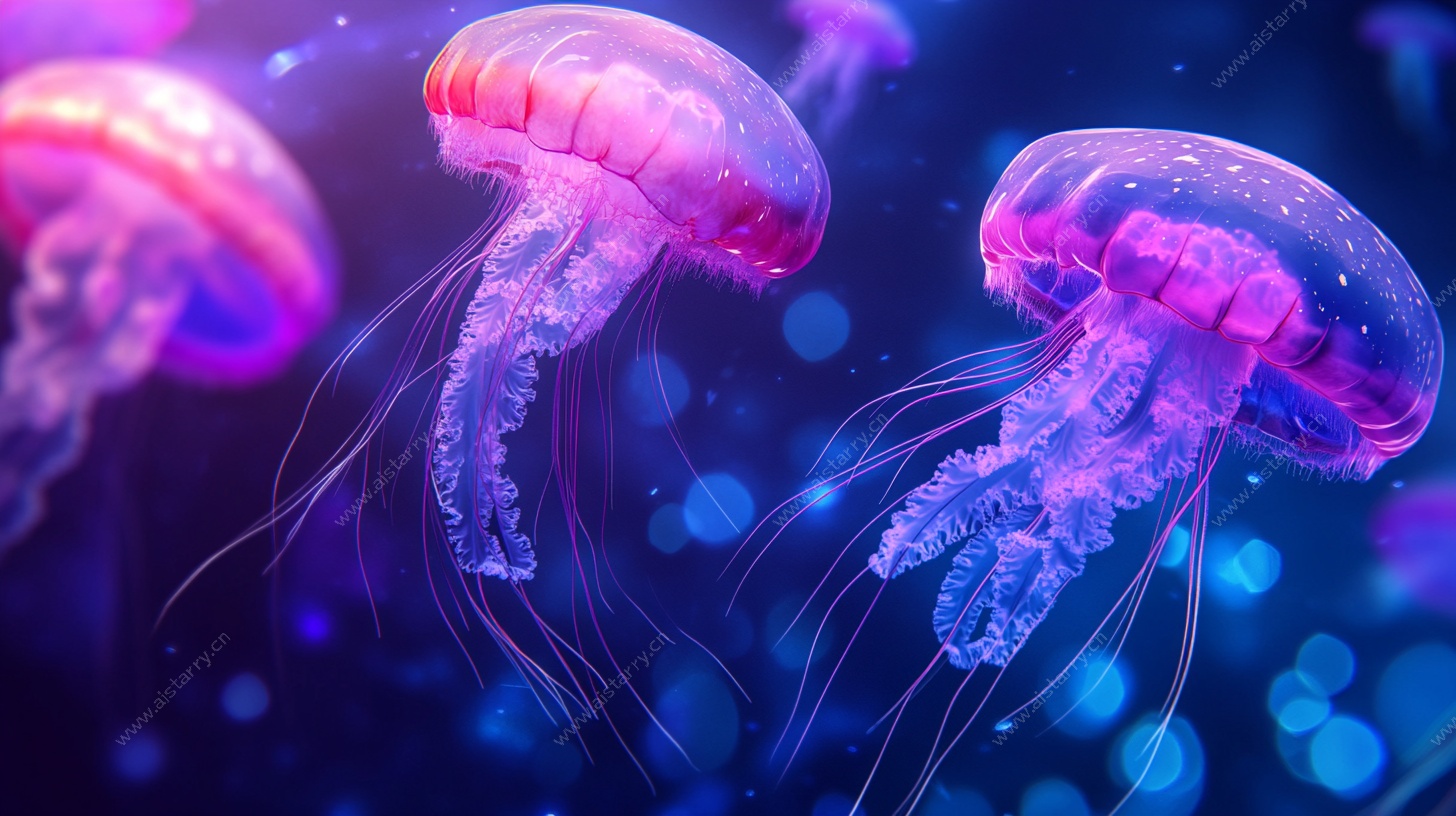 梦幻紫色水母海洋图景