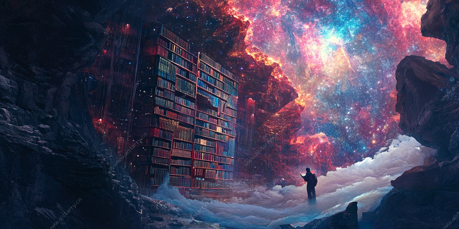 梦幻星空下的奇幻图书馆