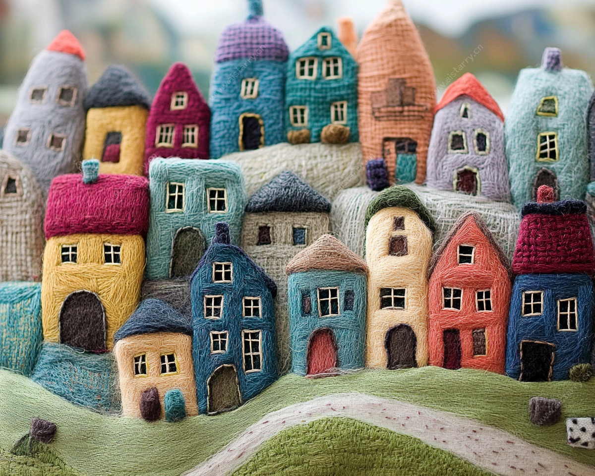 羊毛毡彩色童话小镇