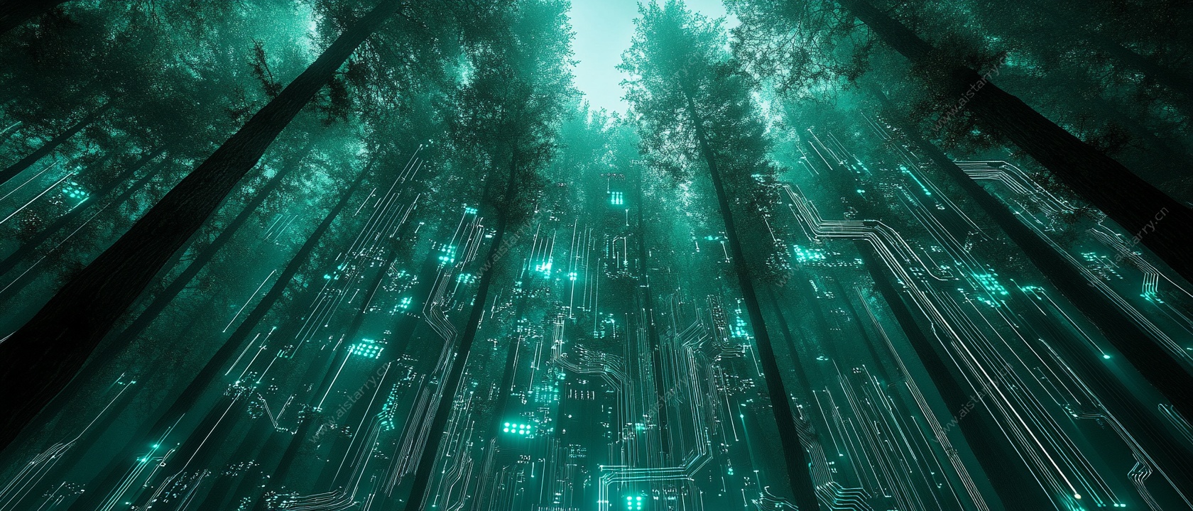 赛博森林科技风背景图