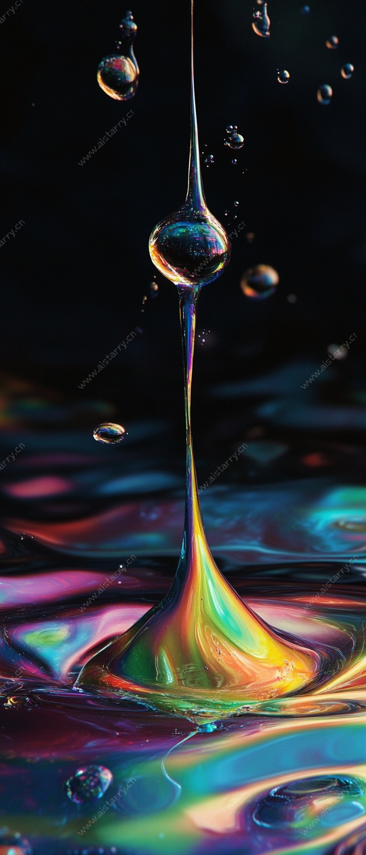 彩色水滴坠落瞬间