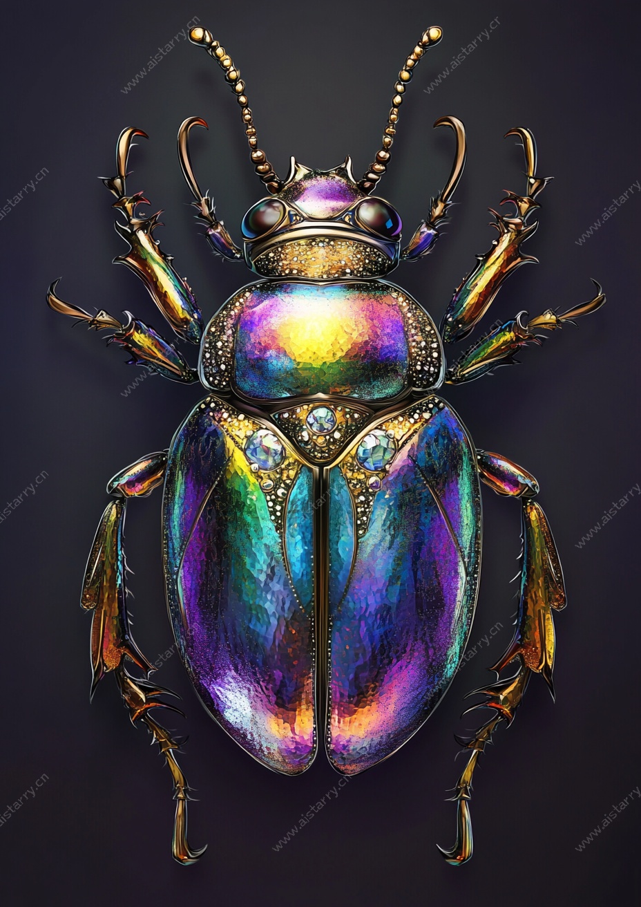炫彩金属质感甲虫插画