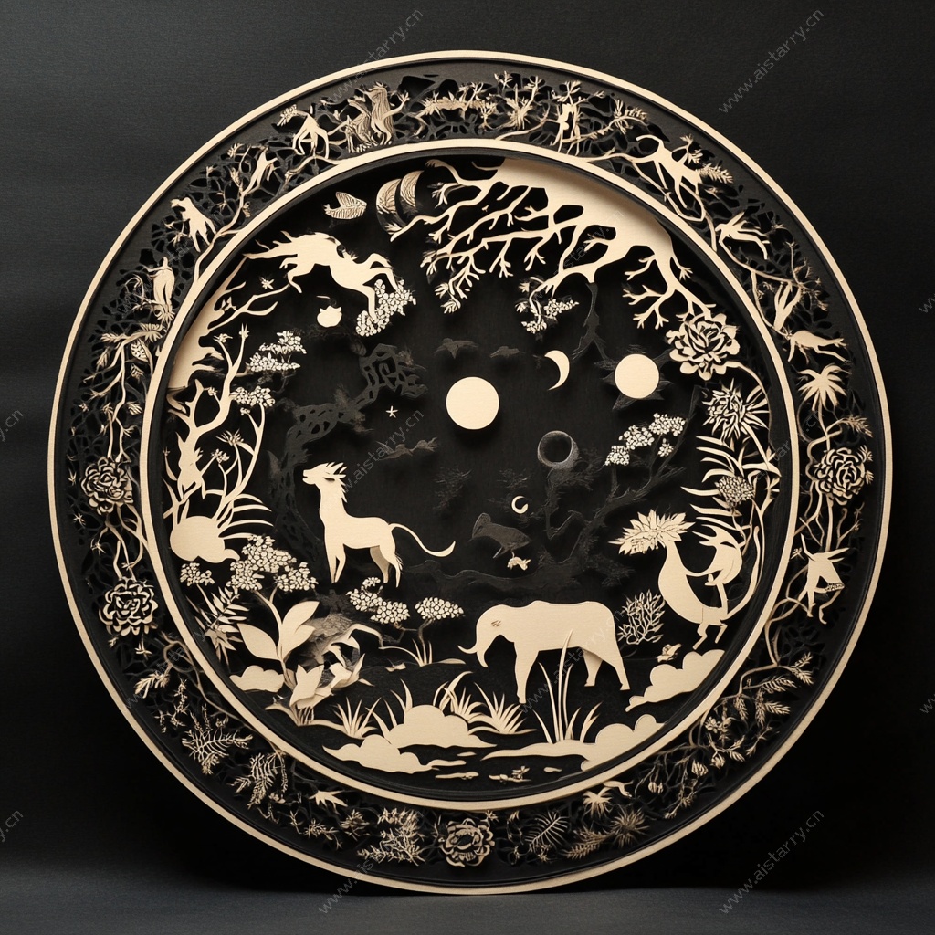 中式花鸟动物纹装饰圆盘