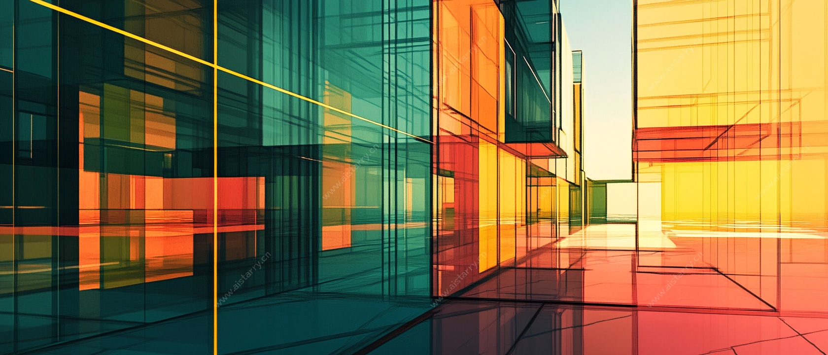 未来感几何线条建筑景观