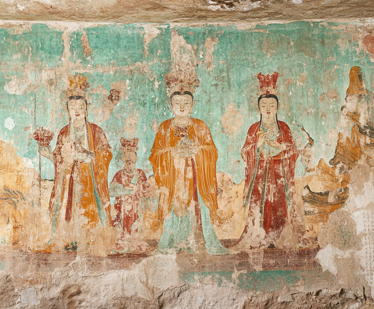 古代佛教题材壁画局部