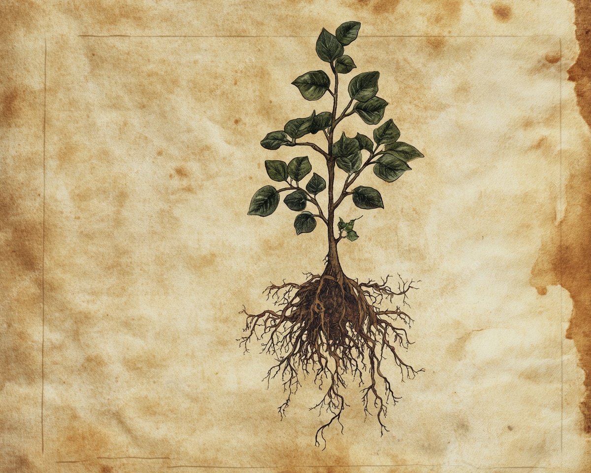 复古风植物根系插画图