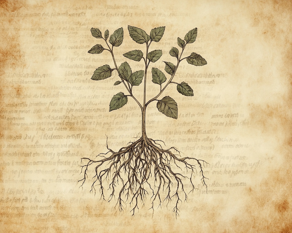 复古风植物根茎插画图