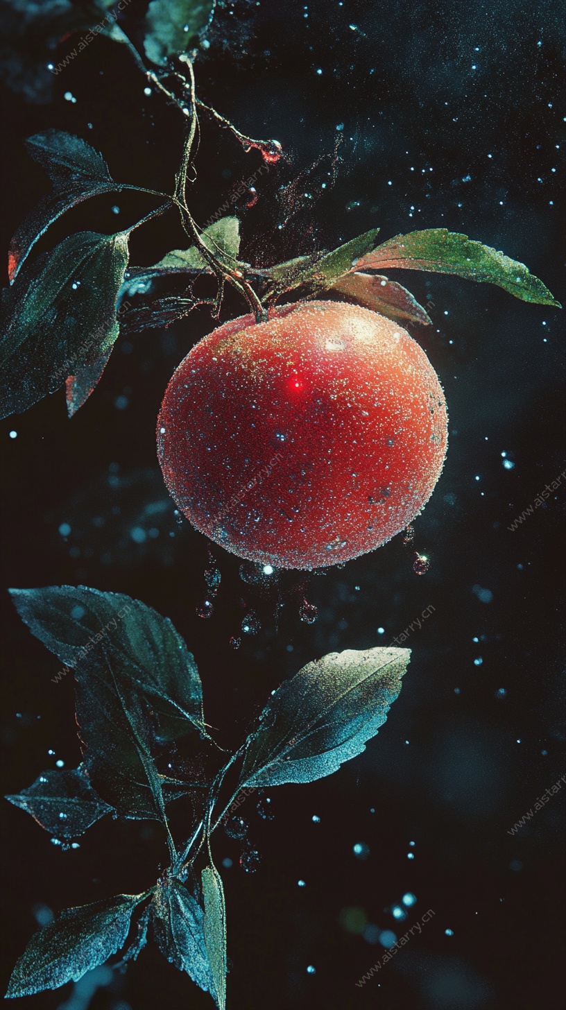 梦幻红苹果与枝叶