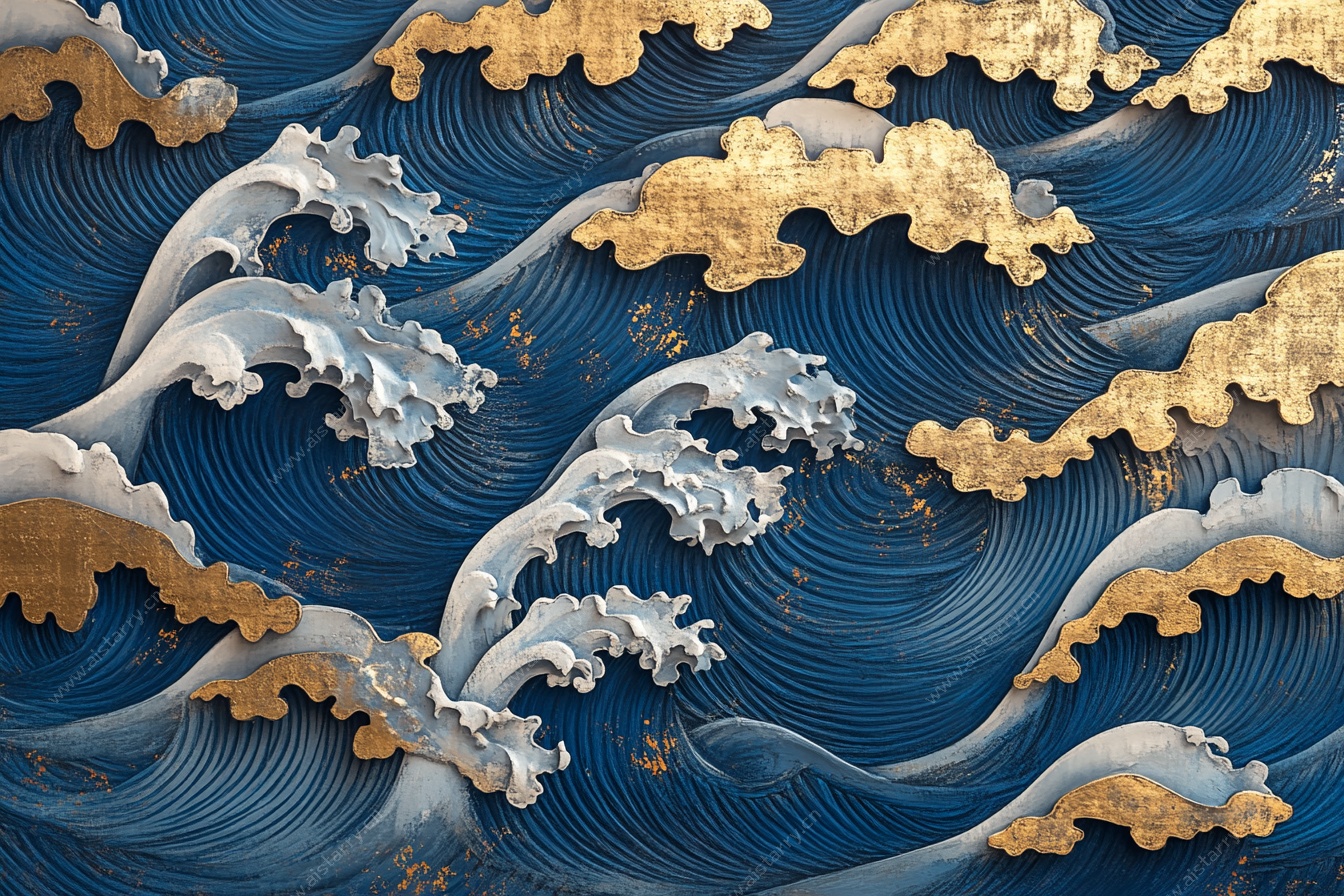 中式立体海浪纹理装饰图