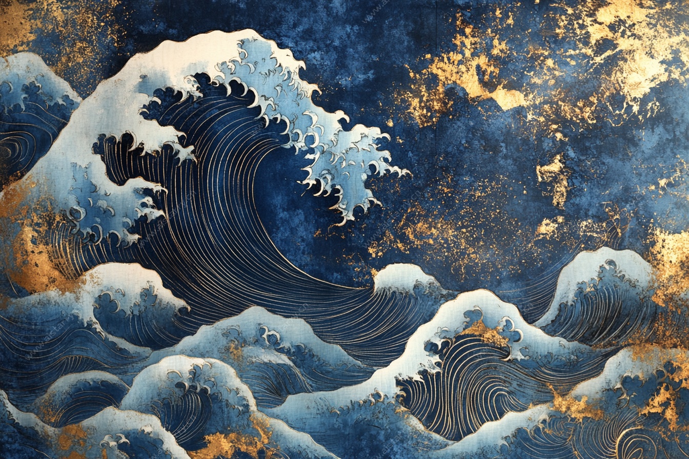 神奈川冲浪里风格海浪图