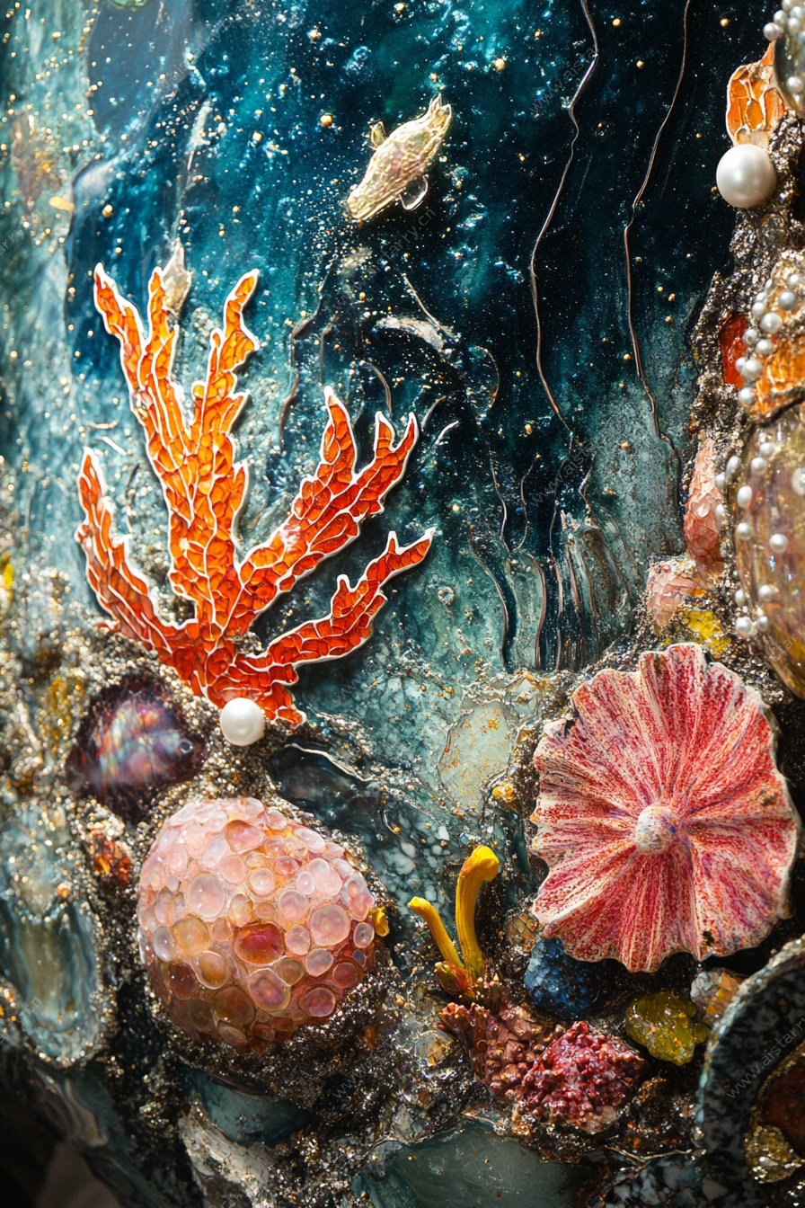 海底珊瑚贝壳微观景观
