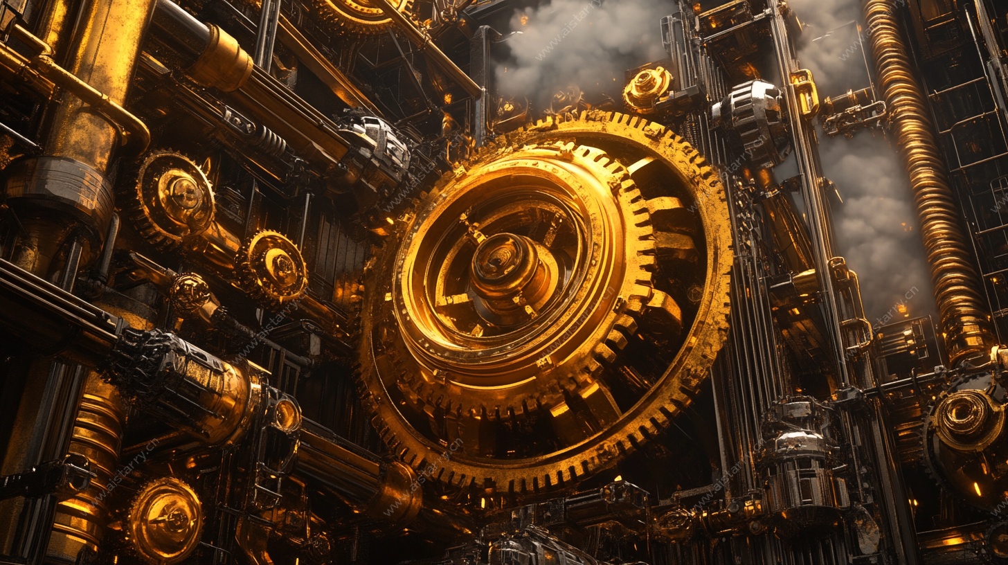 金色机械齿轮工业风场景