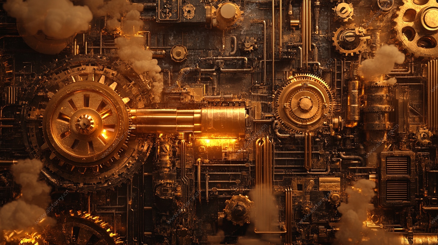 蒸汽朋克风机械齿轮景观