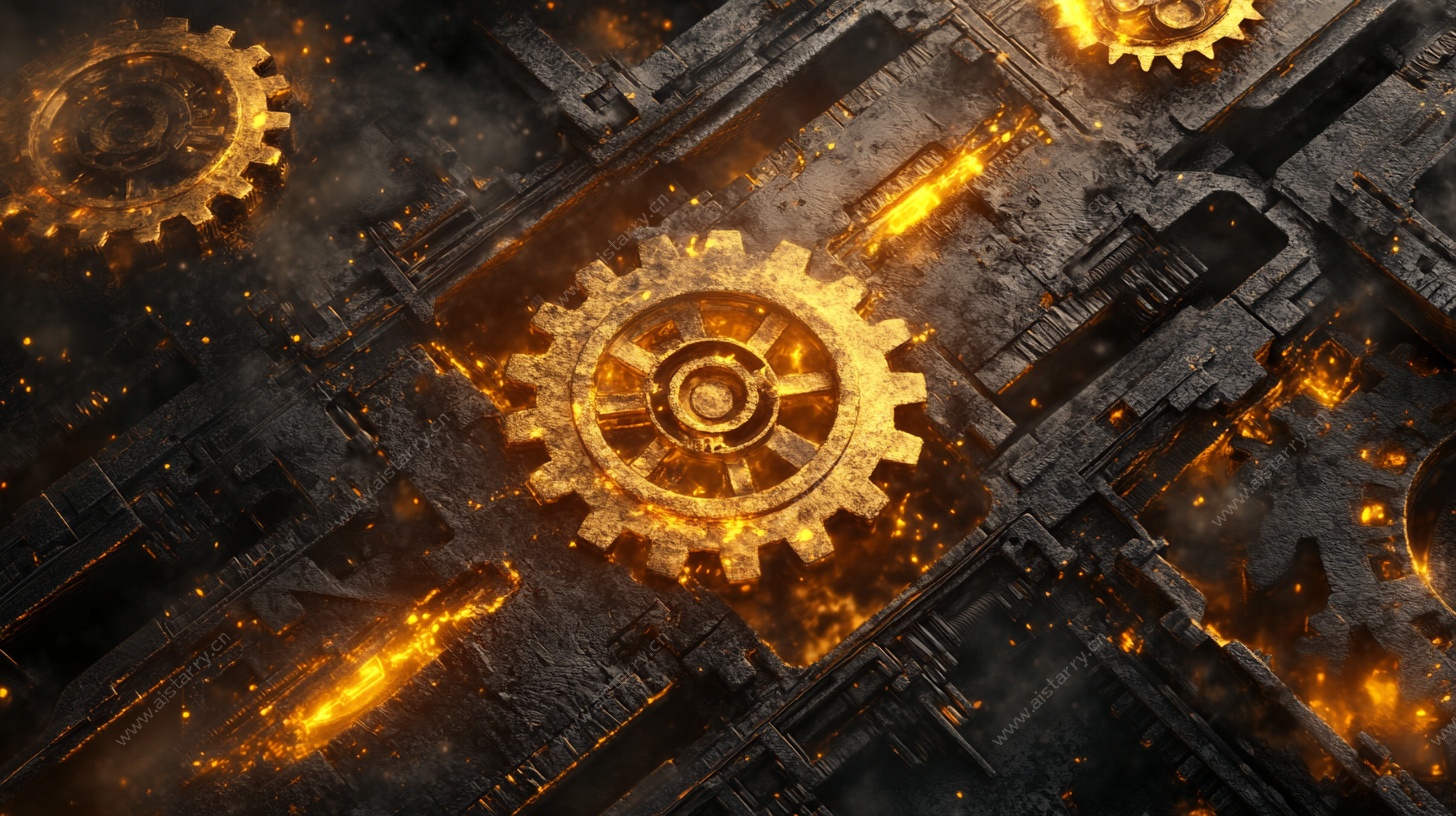 机械齿轮的炽热科技场景