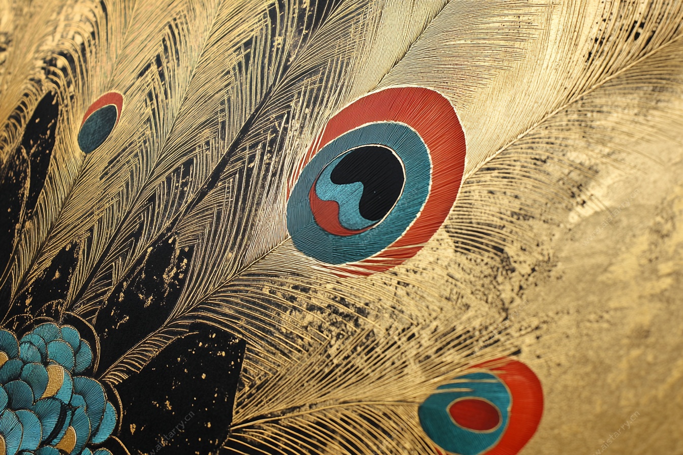 华丽孔雀羽毛细节图