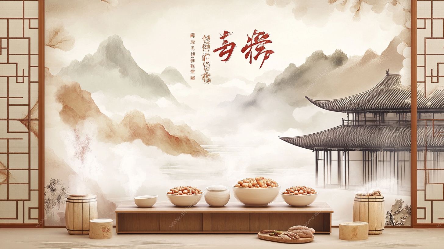 中式禅意茶空间背景图