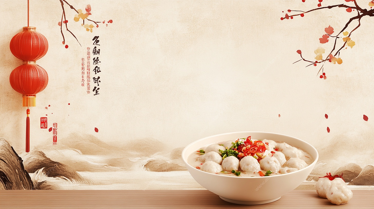 中式风格汤圆美食图景