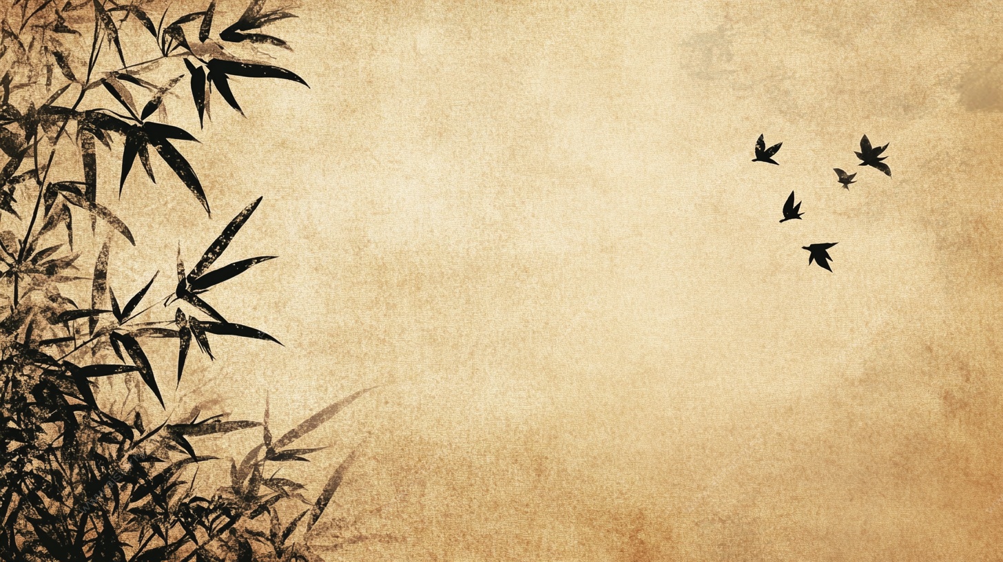古风竹影飞鸟背景图