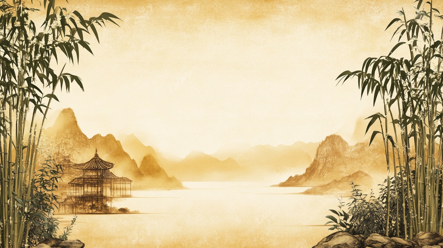 古风山水竹林亭阁图